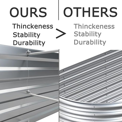 12x4x1ft(2 Pack) Galvanized Raised Garden Bed,Outdoor Planter Box Metal Patio Kit Planting Bed for Vegetables Flowers Herb,Grey