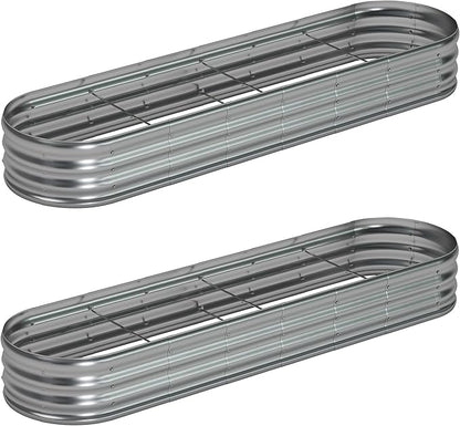 8x2x1ft(2 Pack) Oval Galvanized Raised Garden Bed,Outdoor Planter Box Metal Patio Kit Planting Bed for Vegetables Flowers and Succulents