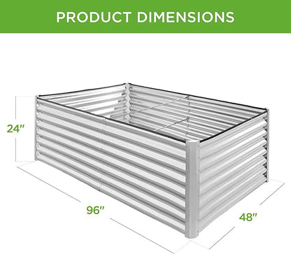 Best Choice Products 8x4x2ft Outdoor Metal Raised Garden Bed, Deep Root Planter Box for Vegetables, Flowers, Herbs, and Succulents w/ 478 Gallon Capacity - Galvanized