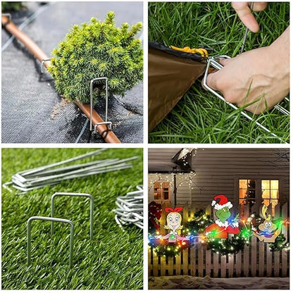 Heavy Duty Landscape Staples 6 Inch 11 Gauge, 20 Pack Garden Staples Galvanized Ground Stakes Anti-Rust Landscape Fabric Staples Garden Stakes for Irrigation Tubing, Fence, Weed Barrier, Ground Cover