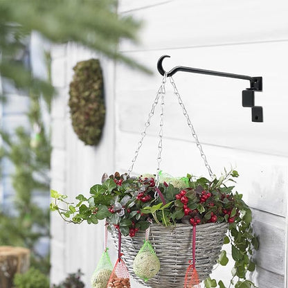 12 inch 2 Pack Swivel Plant Hangers Outdoor Heavy Duty - Black Iron Plant Hanging Hook Bracket for Flowers Baskets Pots Bird Feeder Lanterns Wind Chimes