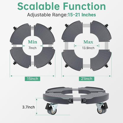 W B D WEIBIDA 2 Pack Plant Caddy with Wheels Heavy Duty Rolling Plant Stand Plant Roller Base for Large Planter Indoor Outdoor Round Dolly Cart with Casters