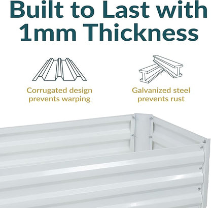 Sunnydaze Galvanized Raised Garden Bed - Metal Raised Bed for Gardening - Outdoor Planter Box for Flowers, Plants, and Vegetables - Ivory White - 48" W x 24" D x 12" H Rectangle