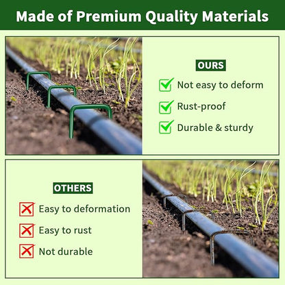 50PCS 6-Inch Galvanized Garden Landscape Staples Stakes, Heavy-Duty Sod Pins Anti-Rust 11 Gauge Garden Stakes, Plant Stakes for Weed Barrier Fabric Ground Cover Tubing Soaker Hose Drippers Irrigation