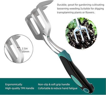 Gardening Tool, Heavy Duty Gardening Hand Tools for Gardener, Gardening Gifts for Women, Men, Heavy Duty Gardening Tools with Storage Tote Bag Non-Slip Rubber Grip, Aluminum Green Gardening Tool Set