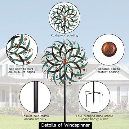 VEWOGARDEN 20" Dia Large Wind Spinner, Outdoor Metal Windmill Spinner - Yard Art Spinner Wind Catchers Sculpture for Patio, Lawn & Garden Decor