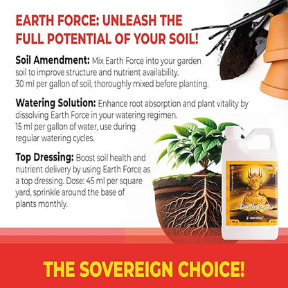 Cal Mag for Plants and Kelp Fertilizer for Plants. Use as Soil, Coco Coir, and Hydroponic Nutrients Plant Food - Earth force 2-0-0 - Calmag Plant Fertilizer Indoor Potted Plants - 1.28 Gallon (163 OZ)