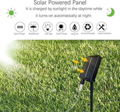 220 LED Solar Firefly Bunch Lights, 8 Flashing Modes, Fairy Copper Wire Waterproof String Lights, Decorative Vine Solar Watering Can Lights, Outdoor Garden Christmas Decor Lights (Warm White)