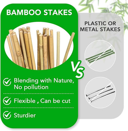 SWANGSA 55 Pack Bamboo Stakes 4 Feet, Garden Stakes for Plants Support, Tomatoes, Beans, Flowers, Climbing Plants, Indoor and Outdoor