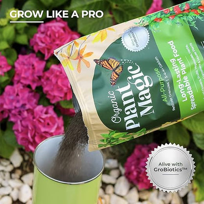 Organic Plant Magic - Truly Organic™ Slow Release Granular Fertilizer : Long-Lasting Plant Food Granules - Indoor & Outdoor Flowers, Vegetable Gardens, Fruit Trees, Shrubs, House Plants [One 4 lb Bag]