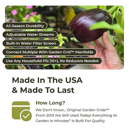 Garden Grid Watering System | Raised Bed Watering System - Leading All Drip Irrigation System, Soaker Hose, & Garden Sprinkler Kits | Easiest Setup, Highest Quality, US Made - 2x4 (22.5"x44")