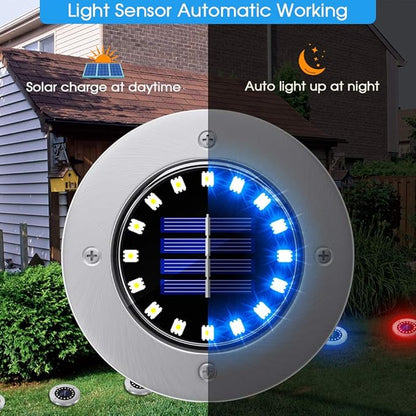 NFESOLAR Solar Outdoor Lights with 16 LEDs, Blue Color Bright Solar Ground Lights Outdoor, Waterproof Solar Pathway Lights for Pathway Garden Yard Lawn Walkway Driveway (8 Pack)