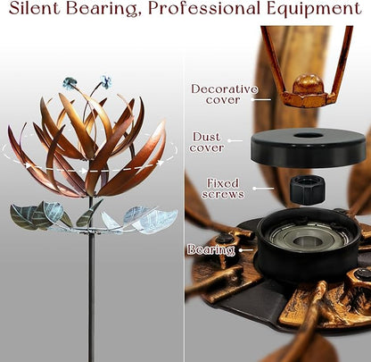 Wind Spinners for Yard and Garden, Wind Spinners Outdoor Large Metal, 84 inch Kinetic Wind Spinner & Wind Sculptures, Windmill Decor(Lotus)