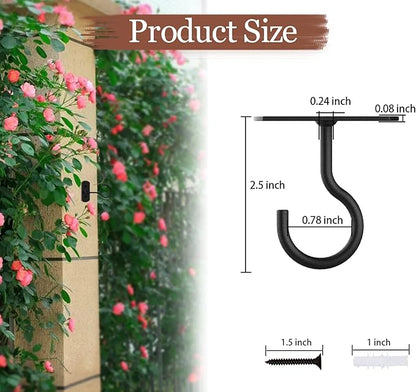 Ceiling Hooks for Hanging Plants 8Pack 2.5in,Wall Mount Hangers Plant Hooks,Wall Hooks for Plants,Lights,Planters,Lanterns,Hanging Bird Feeders,Wind Chimes,indoor&Outdoor Decoration Hooks Black