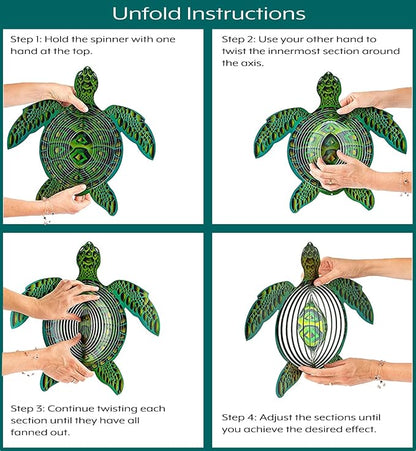 Turtle Ornament Wind Spinners for Yard and Garden, Metal Ornaments for Garden Décor, Outdoor Wind Spinner, Turtle Gifts for Turtle Lovers, Outdoor Garden Decoration, 12 inch Wall Décor by ISEO