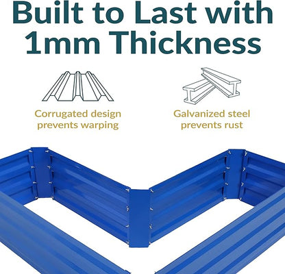 Sunnydaze Galvanized Raised Garden Bed - Metal Raised Bed for Gardening - Outdoor Planter Box for Flowers, Plants, and Vegetables - Blue - 12" L-Shaped