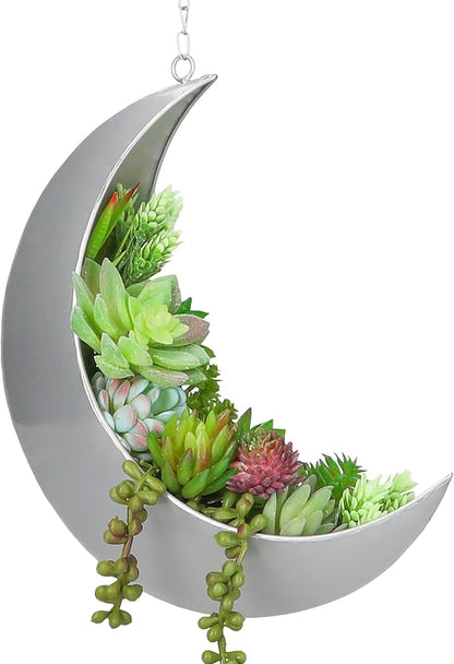 Hanging Moon Planter for Moon Room Decor - Great for Succulents, Air Plant, Mini Cactus, Faux, Artificial Plants-Boho Hanging Planters for Indoor Plants, Witchy Gifts for Women, Birthdays,Plant Lovers