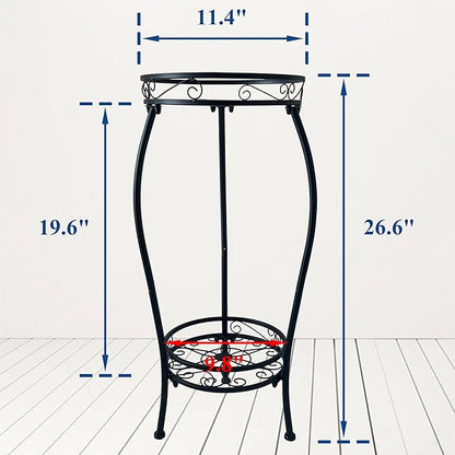 CASIMR 2Pack Plant Stand Indoor Outdoor, 2 Tier 26.6" Tall Metal Potted Holder Rack Multiple Flower Pot Stand Heavy Duty Plant Shelf Rustproof Iron Plant Round Supports Rack