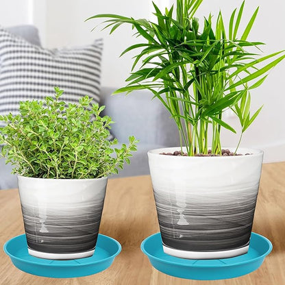 6 Pack of Plant Saucer Tray 9 10 inch, Heavy Duty Plastic Pot Plant Drip Trays Saucers for for Indoors Outdoor, Plant Water Tray for Planters 9-10" (10", Light Blue)