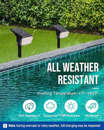 Solar spotlights Outdoor 63 LED 3 Lighting Modes, IP65 Waterproof Lighten Yard Garden House Garage Pathway for Christmas Decorations-4 Pack