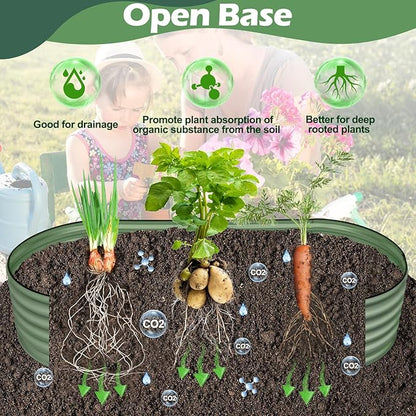 Olive Green 4x2x0.9ft Raised Garden Bed, Deep Metal Garden Bed, Large Galvanized Raised Garden Beds Outdoor, Raised Planter Box Kit for Vegetables, Flowers, Fruits