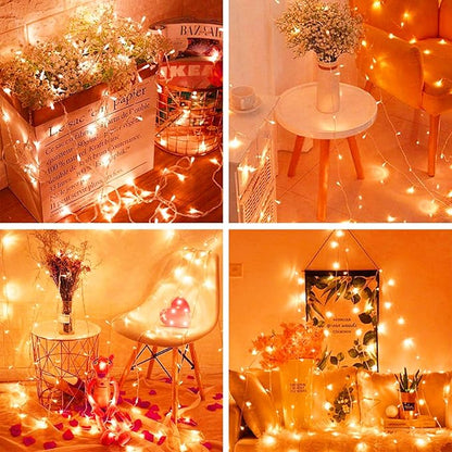 Battery Operated String Lights, 2 Pack With Remote Timer - 8 Modes Waterproof Lights for Bedroom, Garden, Party, Xmas Tree Indoor Outdoor Decorations (Orange, 36)