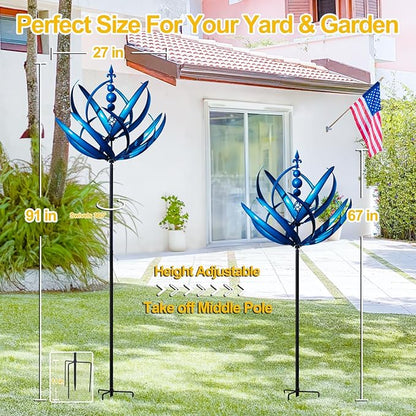 LimeHill Wind Spinner for Yard and Garden - Large Metal Kinetic Wind Sculptures, Yard Art Outdoor Decor (27 x 91 inches)