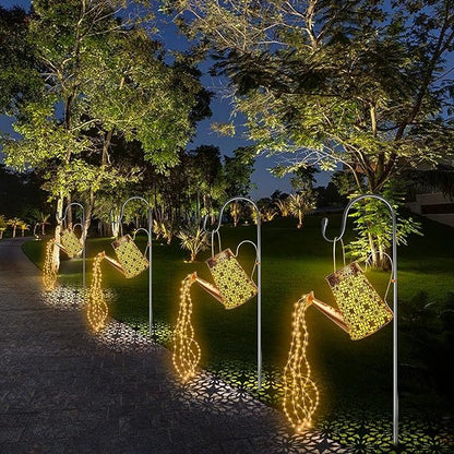 Forlivese 2PCS Solar Watering Can with Lights, Solar Lights Outdoor Decorations with Hanging Solar Garden Lights with Bracket Waterproof Watering Can Landscape Light for Patio Gardening Pathway 36LED