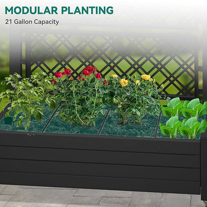 YITAHOME 43.3x17.7x61 in Planter Trellis Box with Wheels & Drain Plug, Outdoor Resin Raised Garden Bed for Climbing Plants, Large Weather-Resistant Design, Black