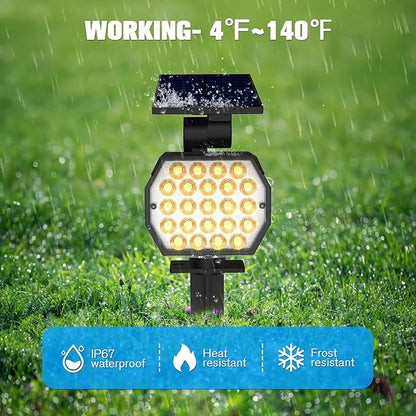 NIORSUN Solar Spot Lights Outdoor,23 LEDs Landscape Lighting with Auto On/Off and 3 Lighting Modes, IP67 Waterproof Spotlights,Outdoor Solar Lights for Yard Garden,12 Pack(Warm White)
