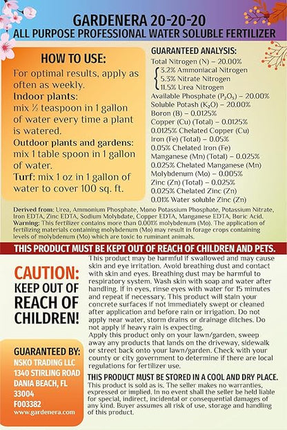 All-Purpose 20-20-20 Plant Food - Unleash The Power of Complete Plant Nutrition - 5 Quart