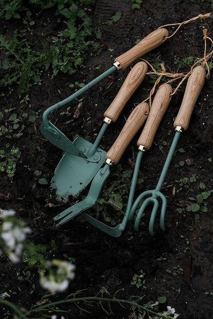 Barebones Cultivator - Weed Remover Tool - Garden Rake and Weeding Tool for Yard Work - Stainless Steel Cultivator for Raking Soil (Ash/Mint)