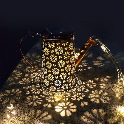 Solar Watering Can Lights Garden Decor, Retro Metal Hanging Solar Lantern with String Lights Outdoor Waterproof,, Outdoor Decorations for Porch Lawn Driveway Backyard Pathway（2 Pack）