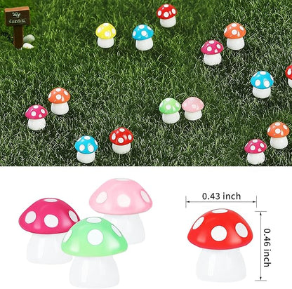 200 Pieces Tiny Mushrooms Garden Decor | Fairy Garden Mushrooms Ornaments | Miniature Home Décor | DIY Bonsai Craft (Multi-Color)