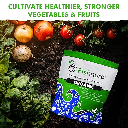 Fishnure - Humus Fish Compost Fertilizer for Indoor Plants, Outdoor Houseplant Fertilizer Supports Natural Production of Plant Food for Houseplants, Gardening Essentials, Gardener Gifts, 8 lbs