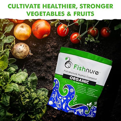 Fishnure - Humus Fish Compost Fertilizer for Indoor Plants, Outdoor Houseplant Fertilizer Supports Natural Production of Plant Food for Houseplants, Gardening Essentials, Gardener Gifts, 8 lbs
