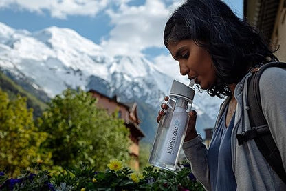 LifeStraw Go Water Filter Bottle with 2-Stage Integrated Filter Straw for Hiking, Backpacking, and Travel, Clear