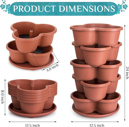 Amazing Creation Stackable Planter, Terracotta 5-Tier Vertical Garden Planter, Grow Your Own Vertical Oasis of Vegetables and Succulents