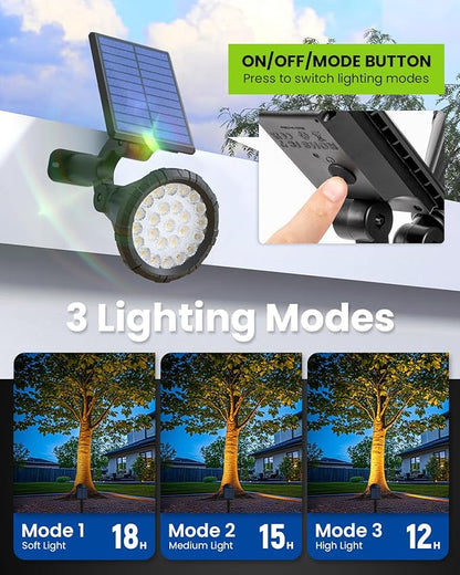 Solar Spot Lights Outdoor, Flag Pole Light Solar Powered Accent Halloween Lights, Waterproof Landscape Spotlights for Tree, House, Yard, Garden, Christmas Decorations-6 Pack Warm White