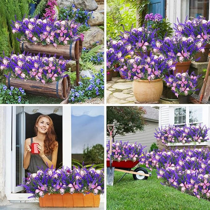 Solar Garden Lights Outdoor, 2 Pack Purple Lavender Solar Butterfly Lights Gardening Gifts for Women, Purple Solar Artificial Flower with Butterfly Purple Garden Decor for Lawn Patio-Warm White