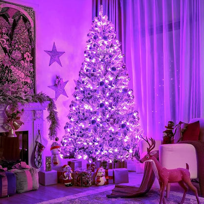 JMEXSUSS Purple Christmas Lights Indoor Outdoor Clear Wire, 66ft 200 LED Purple Lights for Christmas Tree, 8 Modes Purple String Lights Plug in for Christmas Bedroom Garden Party Xmas Decorations