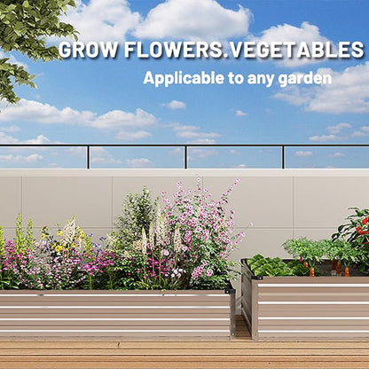 MGNO 2pcs 8x2x1FT Galvanized Raised Garden Bed-Outdoor Planter Box for Vegetables-Metal Garden Bed,Rectangle Planting Box for Herb,Flower