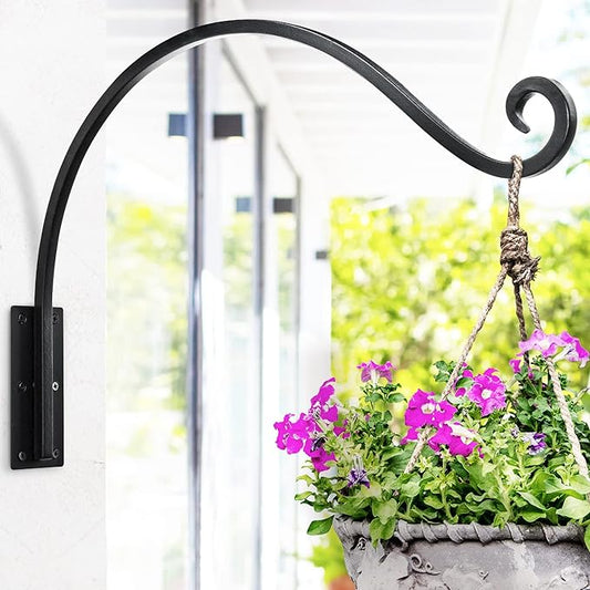 Qiang Ni Heavy-Duty Plant Hanger Outdoor: Hanging Plant Hook for Outside Basket - 22-Inch Wall Mount Plant Bracket for Bird Feeder…