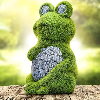 Large Frog with Light Up Eyes for Outdoors - Solar Powered Garden Frog Statue, Whimsical Outdoor Decor - Frog Solar Outdoor