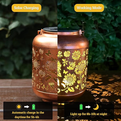 Solar Lanterns Outdoor Waterproof, Sunflower Gifts for Women Grandma Mom, Hanging Solar Lights for Backyard Porch Patio Table Yard Balcony Lawn Pathway, Mothers Day Gifts