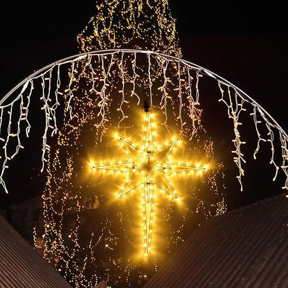 22" Bethlehem Star Outdoor Christmas Lights 90 LEDs Christmas Tree Lights Hanging Lights Mains Powered Polaris Christmas Decorations,Star of Bethlehem Lights for New Year Holiday Wedding Party Decor