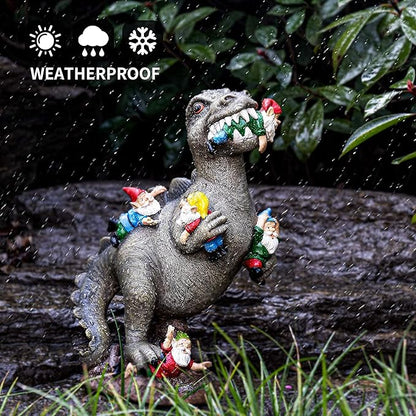 Garden Gnomes Statues Yard Decorations Outdoor Garden Decor, 14” Dinosaur Gnomes Garden Statues, Patio, Lawn Ornament, Gardening Gifts for Women for Housewarming