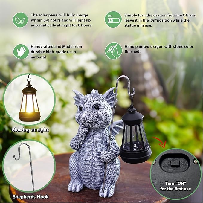 Solar Garden Decor Statues Figurine: Garden Art for Patio Balcony Yard Lawn - Unique Christmas Birthdays Gifts for Mom Grandma Women Wife Sister