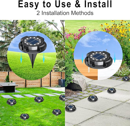 Solar Pathway Lights Outdoor 12 Packs, Bright Blue 16 LEDs Solar Ground Lights Walkway Lights with Side Light, Waterproof Solar Deck Light for Yard Walkway Garden Poolside Driveway Decorations