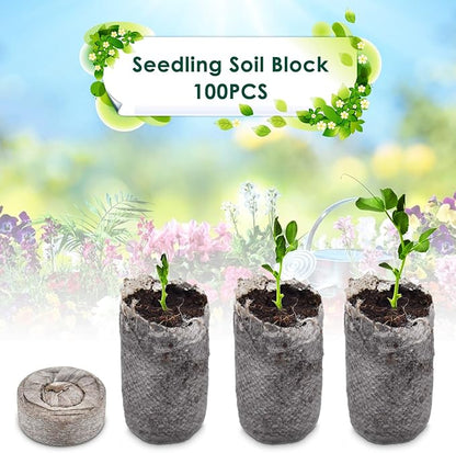 PACETAP 100 Pcs 50mm Peat Pellet Seed Starter Soil, Compressed Seed Fertilizer Nutrient Soil Block, Germination Seedling Pods for Growing Herbs, Plant, Flowers, Vegetables